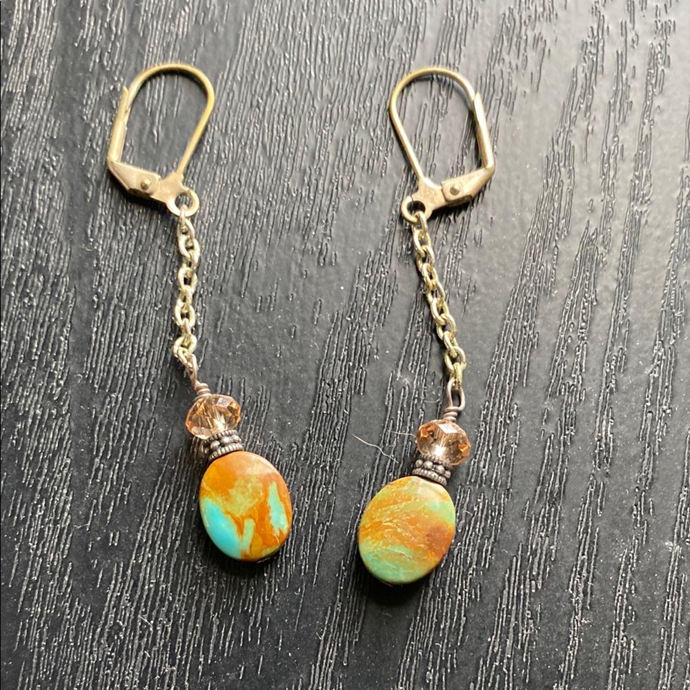 Elegant silver and Turquoise Dangle Earrings
